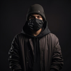 person with mask and cap