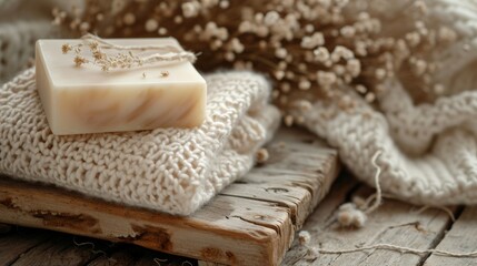 Soap Bar Resting on Wooden Surface