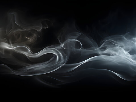 A black and white abstract smoke smokey blue frame isolated on black