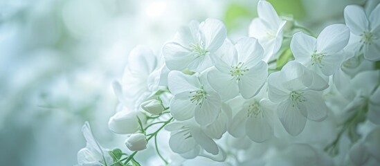 Close-up of white Antigonon leptopus flowers, nature wallpaper