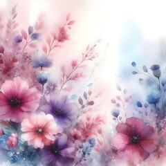 Fototapeta na wymiar Floral Water Color Background