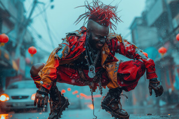Punk in urban rain dance