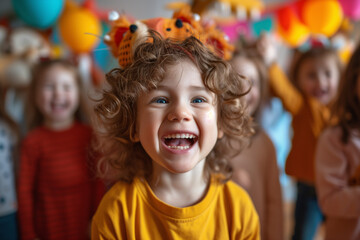 Fototapeta premium Close-up boy smiling at costume party