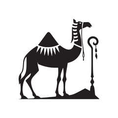 Dunes' Lullaby: Camel Silhouette Series Navigating the Musical Ripples of Desert Sand Dunes - Camel Illustration - Camel Vector
