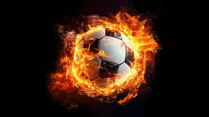 Fototapeta premium soccer ball in fire