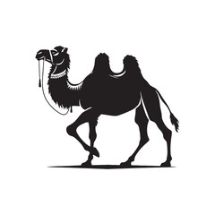 Sandstorm Serenade: Camel Silhouette Series Weathering the Harmonic Storms in the Vast Desert - Camel Illustration - Camel Vector
