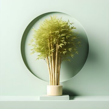 Bamboo bush in pale green background, Green concept backdrop, suitable for backgrounds of horticulture 