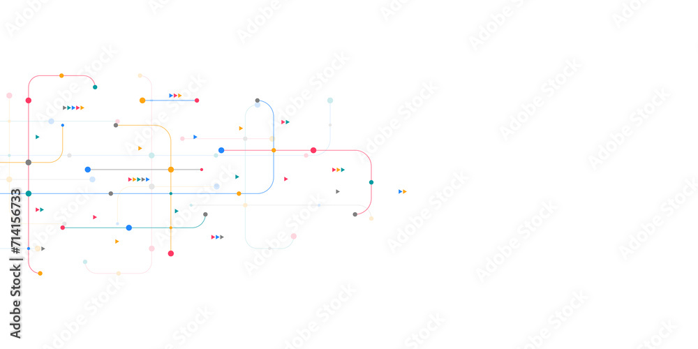 Wall mural digital technology concept with integrated circuit and network communication elements