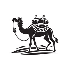 Nomadic Grace: Camel Silhouette Set Dancing Across the Canvas of Desert Adventures - Camel Illustration - Camel Vector
