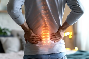Person Suffering from Lower Back Pain - obrazy, fototapety, plakaty