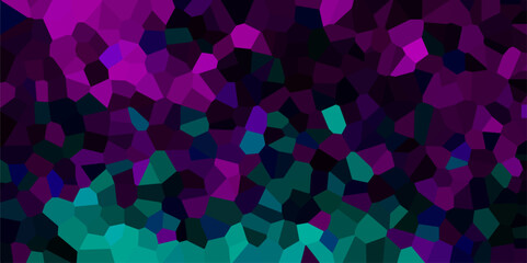 Dark Multicolor Broken Stained Glass Background with dark lines. Voronoi diagram background. Seamless pattern with 3d shapes vector Vintage Illustration background. Geometric Retro tiles pattern