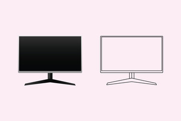 Modern computer Monitor design and line art in vector illustration

