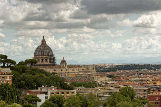 Rome Italy view of the city Europe. Panorama Travel Concept Castel Sant'Angelo Trevi Fountain Colosseum Spanish Steps Saint Peter's Basilica Castel Sant'Angelo Victor Emmanuel II Monument