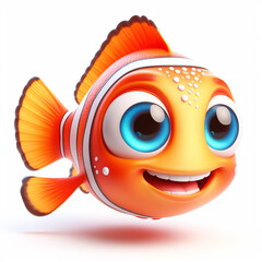 3D funny cartoon of a fish. Sea food. AI generated