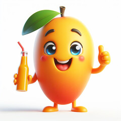 3D funny cartoon of a mango. Agriculture, fruit and healthy food. AI generated