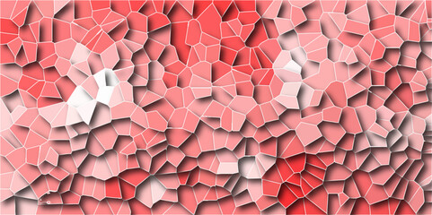 Red stone background with rock pattern, macro. Texture of abstract backdrop with red Strock lines Multicolor Broken Stained Glass Background quartz pattern art red mosaic from fragments.