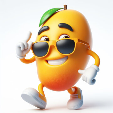 recommend clip art: 3D funny cartoon of a mango. Agriculture, fruit and healthy food. AI generated