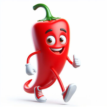 recommend clip art: 3D funny cartoon of red chili pepper. Agriculture and healthy food. AI generated