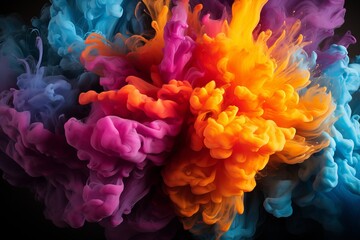 Abstract Colorful Burst Smoke Background Image Generated By AI