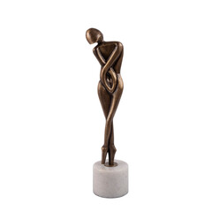 luxury decorative object woman figure on black marble stand isolated