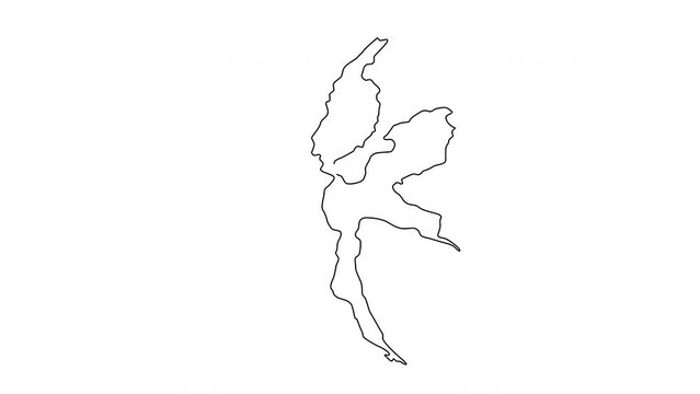 animated sketch map of Halmahera Island in Indonesia