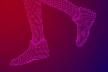 Running legs with sport shoes go