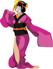 Japanese Kabuki Mask Dancer Girl