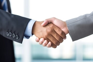 Businessman shaking hands a meeting with partners white background, setting goals and planning the way to success. Collaborative teamwork.
