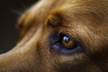 Dog's eye close up. AI generative