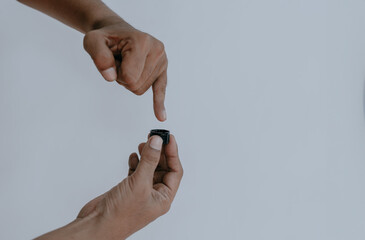 Pinky finger will be dipped in purple ink, as proof of the presidential election in Indonesia....