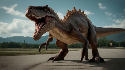 Fototapeta premium tyrannosaurus rex render The vicious dinosaur was a phony. It pretended to be real and cool and badass, 