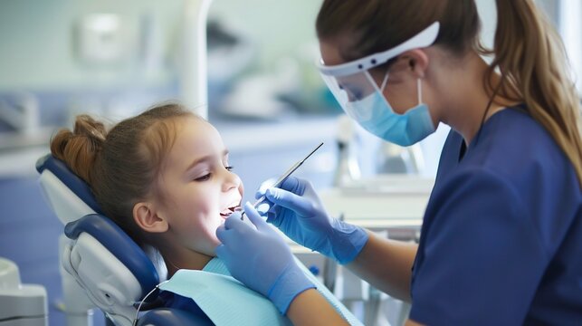 Dentist Performing Dental Procedure on Young Patient. Generative ai
