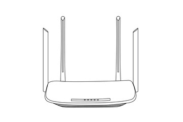Realistic Wi-fi router for four isolated on white internet transmission vector illustration.