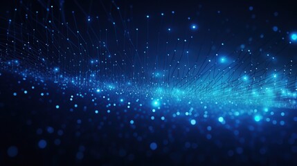 form of speed of light, point of light. Distributed register technology, background made of lines, circles and particles. Block chain network. Digital graphics