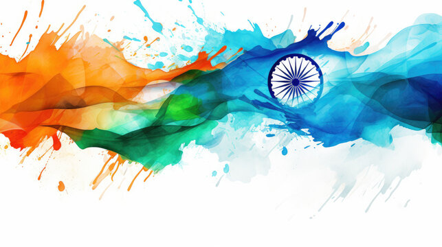 Indian Flag abstract design for Indian Independence Day on white background. Generative ai
