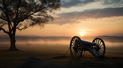 A captivating photograph capturing a historic battlefield, with its serene and contemplative atmosphere, symbolizing the reverence and the personal growth that comes with connecting to history.