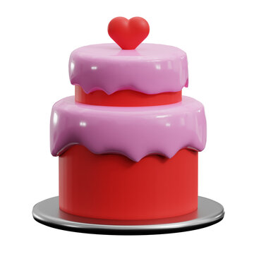 heart shaped cake. 3d render.