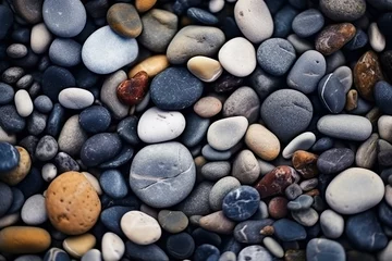 Poster Natural pebbles texture sea stones moody background © CREATIVE STOCK
