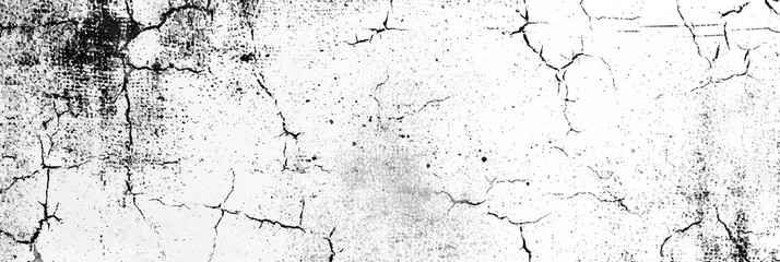 Monochrome Distress: Grunge Black and White Background with Abstract Cracks, Chips, and Dots - obrazy, fototapety, plakaty