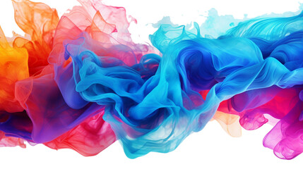 Dynamic swirls of vivid smoke in a kaleidoscope of colors, creating a visually stunning composition on a white surface