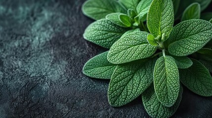  a close up of a green leafy plant on a black surface with a green spot in the center of the leaf and a green spot in the middle of the center of the leaf.