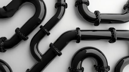 A Group of Black Pipes on a White Background - obrazy, fototapety, plakaty
