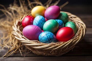 Colorful Easter eggs close-up,easter concept