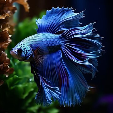 Very nice blue color fish images Generative AI