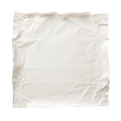 Crumpled White Paper Texture with Blank Space Isolated on Transparent Background.
