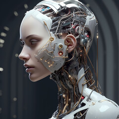 Cybernetic enhancements on a futuristic human.