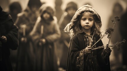 a vintage photo, the holy week, a procession