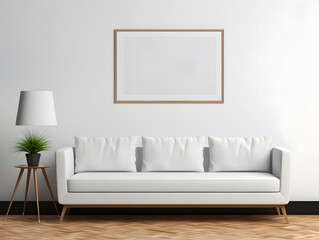 3D Gallery Frames Mockup with Sofa