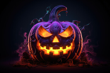 Isolated neon pumpkin design