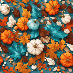 Fototapeta premium colorful pattern with leaves - Thin outline art of a cute color vector